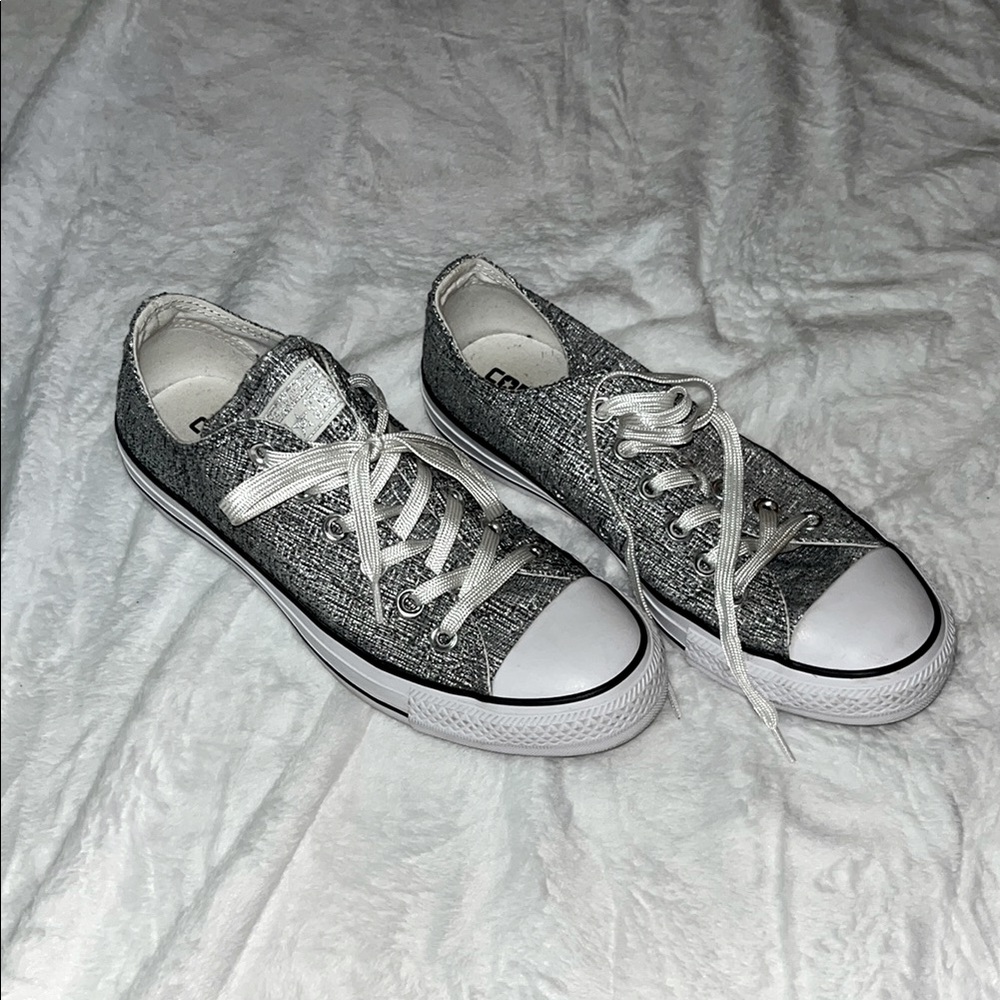 Converse Textured Gray Sneakers with White Laces